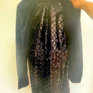 Zara high neck sequin and velvet mini dress